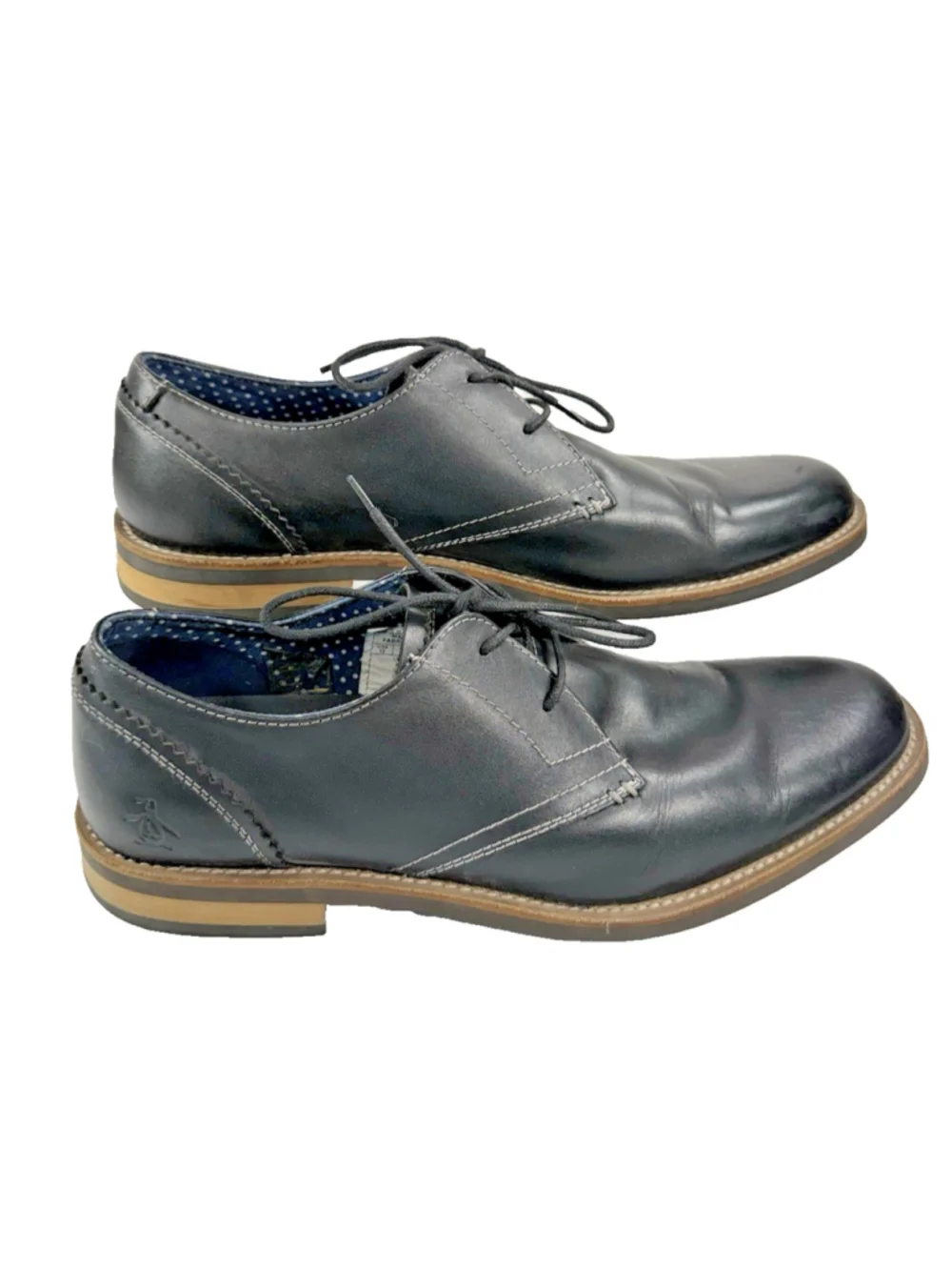 Original Penguin Munsingwear Wade Men's 13M Black Leather Oxfords Lace Up Shoes